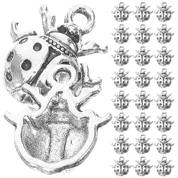 WRITWAA 50Pcs Sturdy Metal Ladybug Charms Jewelry Pendants for DIY Necklace Bracelet Keychain Decor