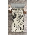 thumbnail image 3 of Ambesonne Sketchy Quilted Bedspread Set 2 Pcs, Music Hipster Skull, Twin Size, Beige Black, 3 of 3
