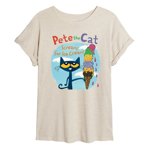 Pete The Cat - Screams For Ice Cream - Women's Oversized Graphic T-Shirt