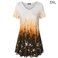 thumbnail image 1 of Camiseta de mujer Blusa informal con estampado degradado Vestido suelto con cuello en V, Naranja, 5XL seitruly AP001902-40, 1 of 4