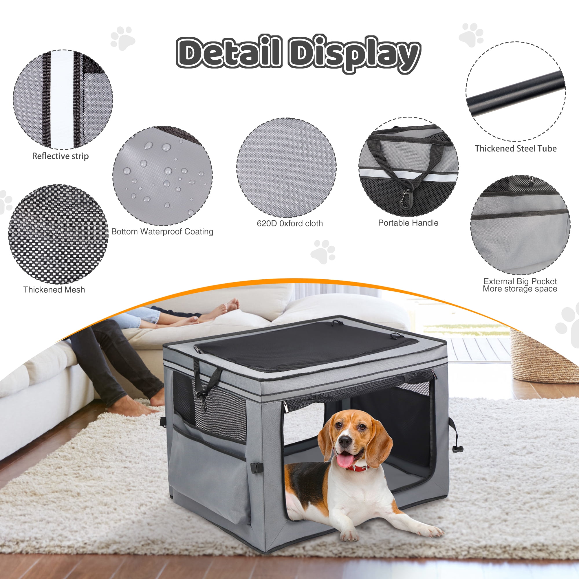 Zukka Pet Portable Kennel for Dogs,Durable Soft-Sided Travel Carrier,Oxford Cloth,For Pets up to 42 lbs,30" L x 21" W x 21" H