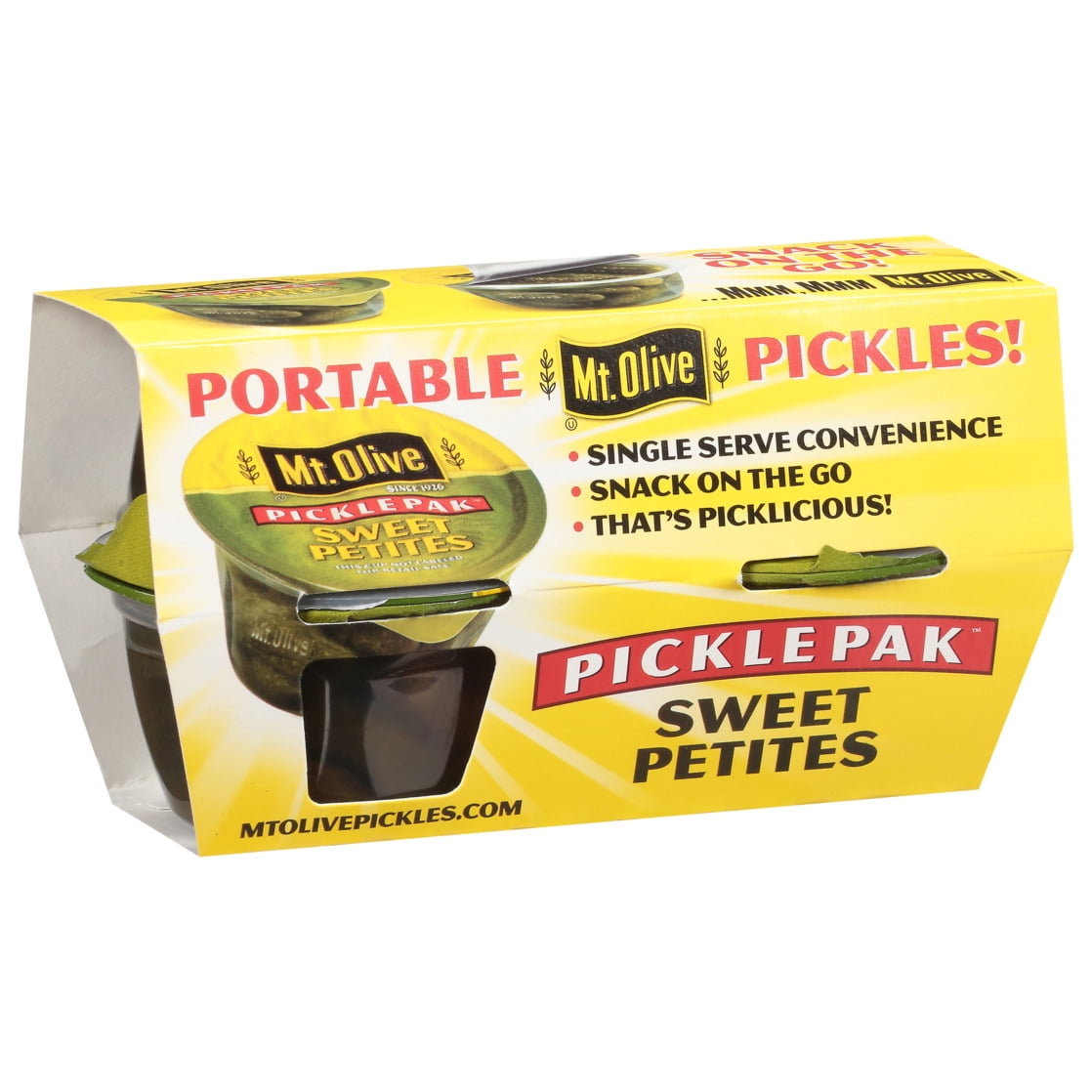 (6 pack) Mt Olive Picklepak Sweet Petites Pickles 4 - 3.7 fl oz Cups