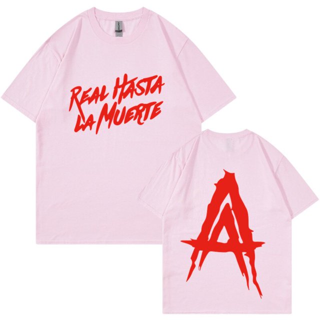 Camisetas estampadas Anuel AA Real Hasta la Muerte para hombres y mujeres, ropa de calle de Hip Hop, camisetas de rapero de moda, camisetas sueltas de algodón