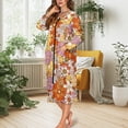 thumbnail image 2 of FKELYI Hippie Daisy Flower Print Zipper Front Nightgown Women Sleepwear Dress with 2 Pockets Comfy Housecoat Breathable Lounge Wear Fall Winter Long Sleeve Nightwear, 3XL, 2 of 6