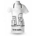 thumbnail image 3 of Humor Apron Stickman Meme Face Icon Looking at Computer Joyful Fun Caricature Comic Design, Unisex Kitchen Bib Apron with Adjustable Neck for Cooking Baking Gardening, Black and White, by Ambesonne, 3 of 3