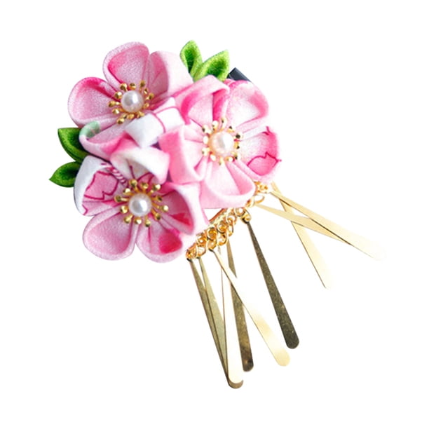 Chicas kimono flor pelo clip de pelo japonés horquilla con borla mujer adorno de pelo