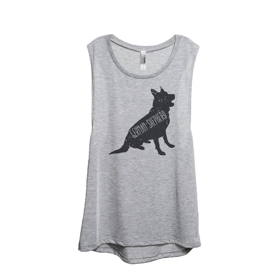 Thread Tank German Shepherd Dog Silhouette Women's Sleeveless Muscle Tank Top Sport Grey Small