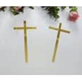 thumbnail image 2 of 12 abalorios de cruz para tartas, decoraci&oacute;n de confirmaci&oacute;n de bautizo de acr&iacute;lico delgado (6 pulgadas, espejo dorado), 2 of 9