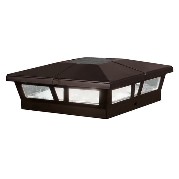 Classy Caps Cambridge Solar Post Cap - Fits 6"x6", 5.5"x5.5", and 5"x5" Posts - Brown Aluminum