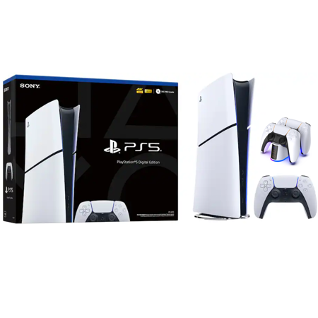 PlayStation _PS5 Digital Edition Gaming Console + Wireless Controller - 16GB GDDR6 RAM, 825GB SSD, 120Hz 8K Output, White