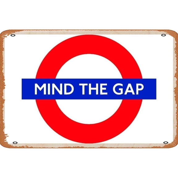 Retro Mind The Gap Metal Wall Sign Art Decor 8x12 Inch