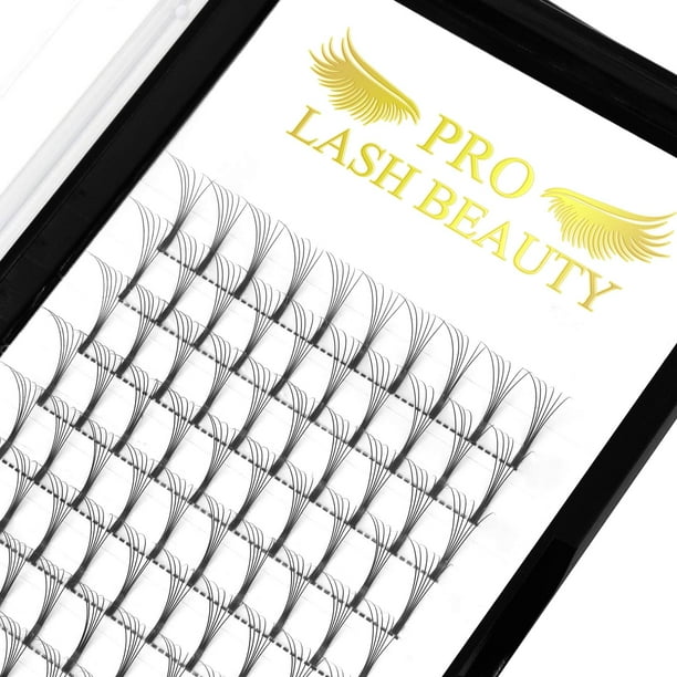 Extensiones de pestañas prefabricadas 6D-C-0.10-14 Extensiones de pestañas voluminosas prefabricadas de tallo largo Extensiones de pestañas voluminosas Abanicos de volumen prefabricadas C D Curl Abani