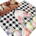 thumbnail image 6 of Easter Area Rug 8x10 Washable Rug Non Slip Spring Bunny Feet Flowers Eggs Black Buffalo Plaid Large Area Rug Soft Stainresistant Indoor Floor Carpet for Living Room Bedroom Home Office Dining Room, 6 of 8
