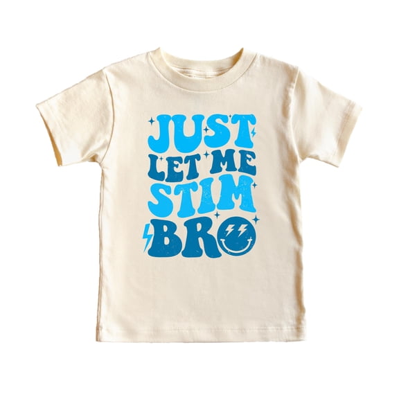 Just Let Me Stim Shirt for Boys Trendy Retro Autism Awareness T-Shirt for Kids Natural Shirt Youth Large