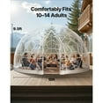thumbnail image 3 of KFFKFF Outdoor Garden Dome, 15 x 9.5 ft Clear Bubble Tent for 10-14 People, Weather-Resistant Geodesic Greenhouse with Window, PVC Dome Tent for Patios, Camping, Parties, and Weddings, 3 of 9