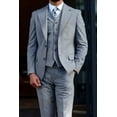 thumbnail image 2 of Men's Suit, Elegance Navy Blue Slim Fit Suit with 100% Handmade Polyester Vest, 2 of 5
