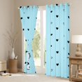 thumbnail image 3 of Manfei Kawaii Kitten Blackout Curtains Set of 2 (38x54 Each), Graffiti Love Heart Doodle Living Room Curtains, Blue, 3 of 6