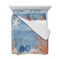 thumbnail image 7 of Quilts Queen Size Bedding Set, Orange Navy Blue Coral Lightweight Quilted Comforter, Summer Beach Coastal Ocean Ombre Soft Reversible Bedspread Coverlet with Pillow Covers for All Season, 90" x 96", 7 of 7