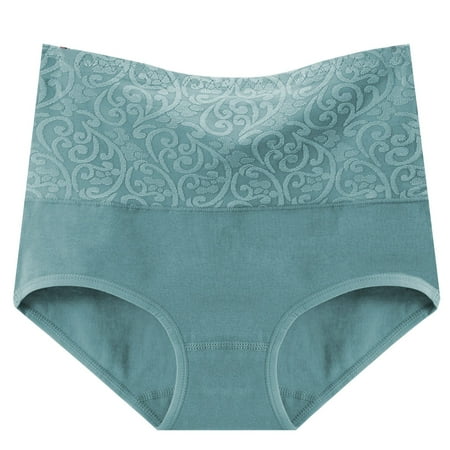 Scyoekwg Women s Cotton Underwear High Waisted Underwear Hip Lifting Solid Color Stretchy Comfort Ladies Underpants Hipster Panties Underpants(Green XXXL)