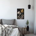 thumbnail image 3 of ZHONGYUTONG Skeleton Wall Art Abstract Skull Canvas Skeleton and Gold Butterfly Pictures Gothic Painting for Living Room Decor Framed (12.00" x 18.00"), 3 of 5