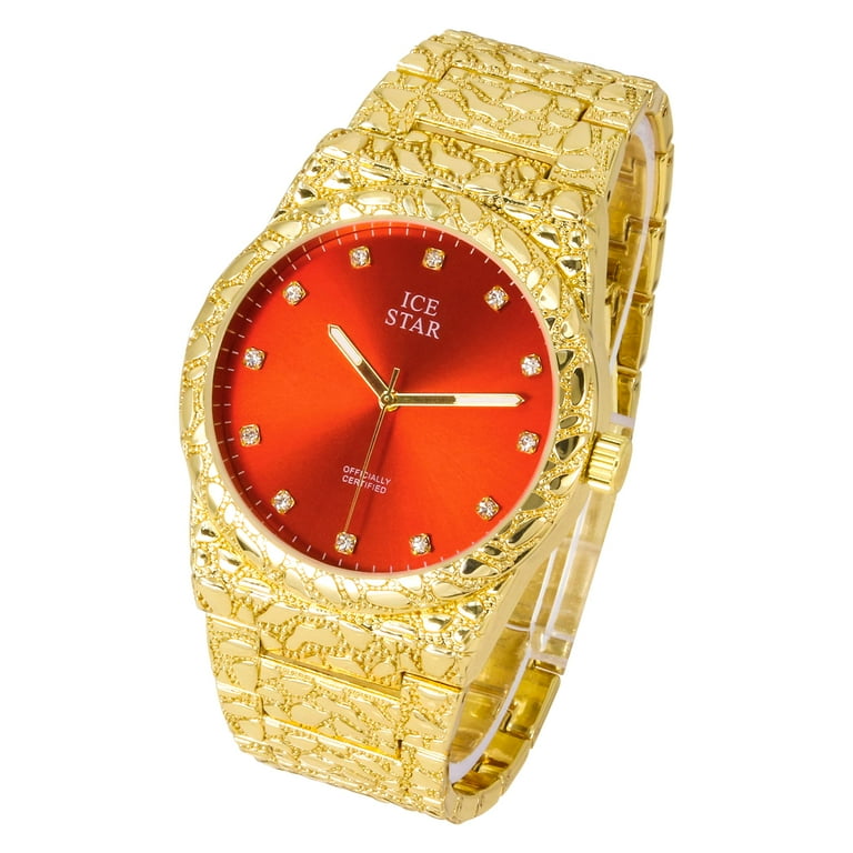 Ice Star Men's Luxury 45mm Nugget Watch with Diamond Accent Dial