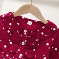 thumbnail image 5 of Odeerbi Baby Girls Clothes Toddler Outfit Newborn Suit Pullover Suit Printed Polka Dot Bow 2025 Long Sleeved Blouse Denim Trousers Burgundy, 5 of 9