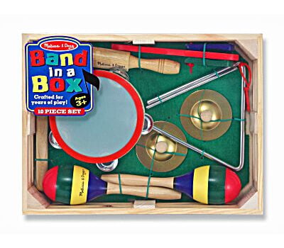 NEW Melissa and Doug Band in a Box 10 pc musical and rhythm instruments set 3+ 
