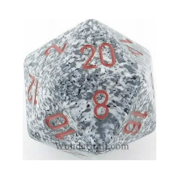 Granite Speckled Die with Red Numbers D20 34mm (1.34in) Pack of 1 Chessex
