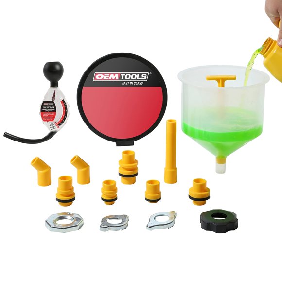 OEMTOOLS 87045 Kit d'Entonnoir de Remplissage de Liquide de Refroidissement Anti-Déversement avec Testeur de Liquide de Refroidissement, Kit d'Entonnoir de Liquide de Refroidissement Anti-Déversement, Kit de Testeur de Liquide de Refroidissement