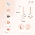 thumbnail image 4 of 18KT Rose Gold Vermeil Diamond and Baguette Dangle Drop Earrings for Women, 1/6 Ct, 4 of 7