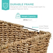 Best Choice Products Set of 4 Multipurpose Stackable Seagrass Storage Laundry Organizer Baskets w/ Handles - Natural