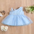 thumbnail image 4 of PENGXIANG Bébé Filles Robe d'Été une Épaule Sans Manches Fleurs Broderie Dentelle Patchwork Tutu Sundress avec Arc, 4 of 8