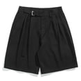 thumbnail image 2 of Men's Cotton 5/7 Inseam Shorts Casual Classic Fit Elastic Waistband Summer Twill Chino Golf Dress Short Black, 2 of 5