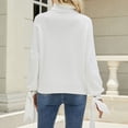 thumbnail image 4 of Suéter de cuello alto de punto para mujer, jersey informal holgado con cordones de manga larga y linterna a la moda para otoño e invierno, blanco M, 4 of 6