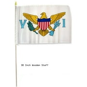 12x18 12"x18" One Dozen (12) One Dozen Virgin Islands Country Stick Flag 30" Wooden Staff