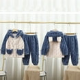 thumbnail image 4 of ShomPort Kids Fuzzy Pajama Set Long Sleeve Hooded Pullover and Pants Toddler Winter Warm Loungewear Set, 4 of 9