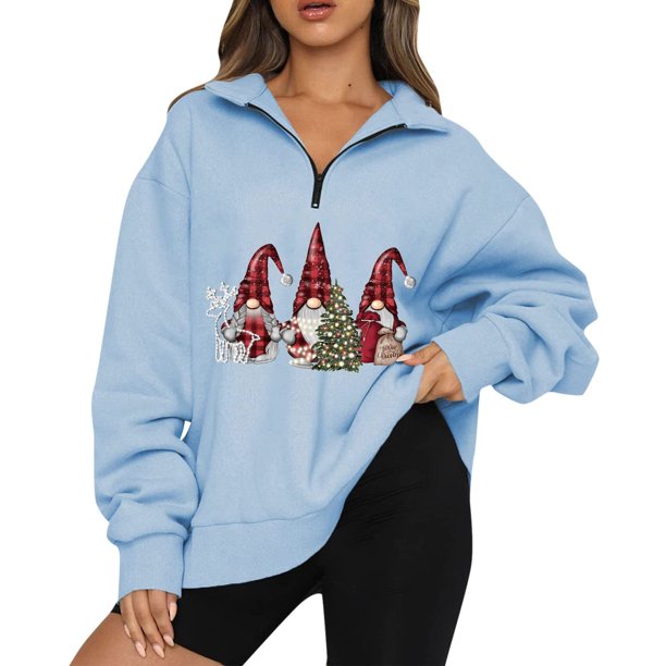 Pntutb, camisas informales de manga larga para mujer, jersey holgado con cuello en V y estampado navideño, sudadera, tops tipo túnica Pntutb Pntutb-771