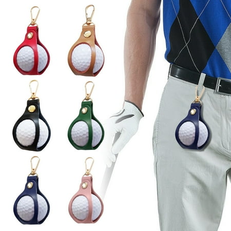 sunsanly Golf Ball Bag with Clip Cling to Pants Hoop Faux Leather Anti-slip Portable Golf Ball Holder Metal Buckle Golf Organizer Golf Ball Carrier