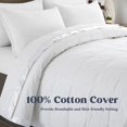 thumbnail image 3 of Lightweight White Down Blanket for Bedding, 100% Cotton Shell with Satin Trim, Blue, 90 X 90 Inch, Full/Queen Size, 3 of 7