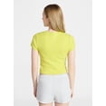 thumbnail image 3 of No Boundaries Ribbed Cotton Graphic Baby Tee with Short Sleeves, Women's XXS-XXL, 3 of 5