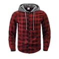 thumbnail image 5 of Mens Flannel Shirt Plaid Hoodie Stylish Long Sleeve Fall Casual Button Down Western Shirts with Flat Pocket Red L, 5 of 7