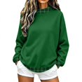 thumbnail image 5 of Women's Oversized Colorblock Crew Neck Sweatshirt Plaid Trim Patchwork Long Sleeve Loose Fit Pullover Top Cozy Featuring Playful Gingham Contrast Cuffs and Collar,Soft Casual Tunic Style. Green, 5 of 6