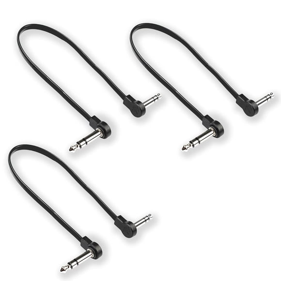Cable de Conexión para Guitarra M MAKA Negro Perfil Bajo 20 Pulgadas ángulo recto TRS 1/4 Pulgadas P
