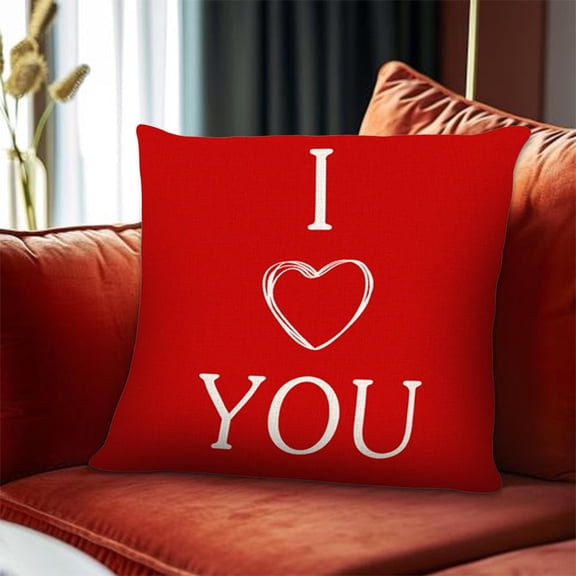 Apeya 1PC I Love You Pillow Cute Throw Pillow Red Decorative Cushion Heart Pattern Pillow for Bed Sofa Living Room Home Decor Gift for Couples