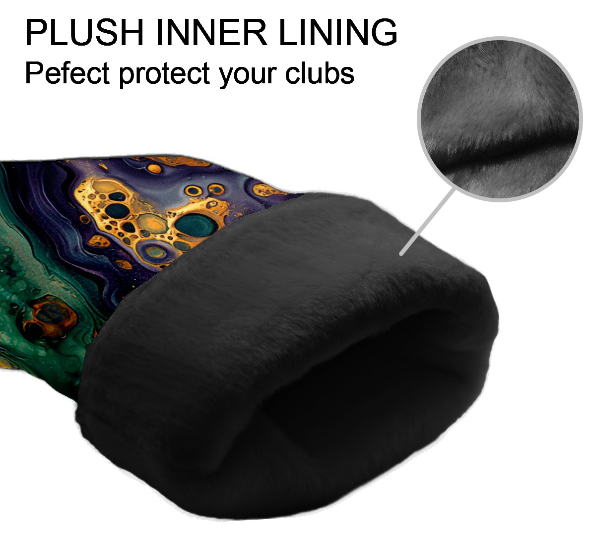 Golf Club Covers, Teal GoldMarble Premium PU Leather Driver Hybrid Putter Head Covers with Velvet Lining, Waterproof Golf Gifts for Men Women
