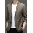 thumbnail image 3 of Traje de ocio para hombre, primavera y verano, sin planchado, informal, de negocios, coreano, abrigo para jóvenes de mediana edad, drapeado, genuino, parte superior fina, 3 of 5