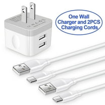 Type C Charger Block,AILKIN 2PACK USB C Cables 6ft Type C Charging Cords,USB Charger Adapter 2.4A Dual Port Fast Charging Station Power Base Charger Block