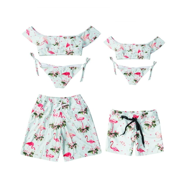 Inevnen Family Matching Floral Print Swimwear Father Son Swim Trunks