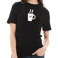 thumbnail image 3 of Big Size Happy Coffee Cup Graphic Design Short Sleeve Cotton Jersey T-Shirt - Black XL, 3 of 4