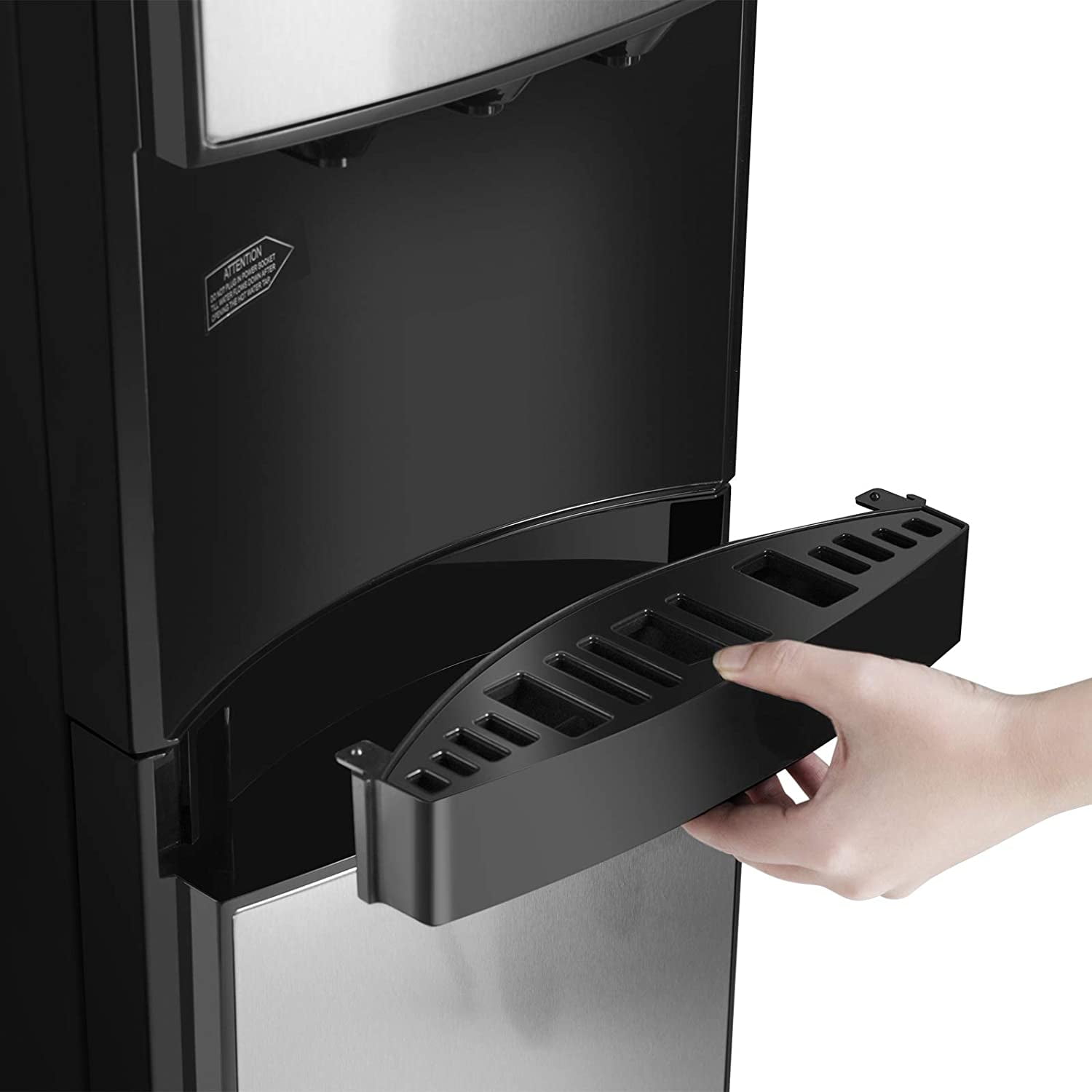 Bottom Loading 5 Gallon Water Cooler Dispenser Hot/Cold/Room 3 Temperature Compressor Cooling with Child Safety Lock(Silver,Black)